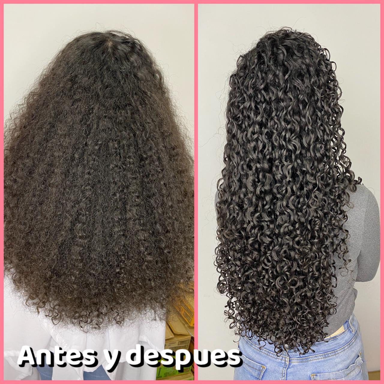 Antes y después de servicio para rizos